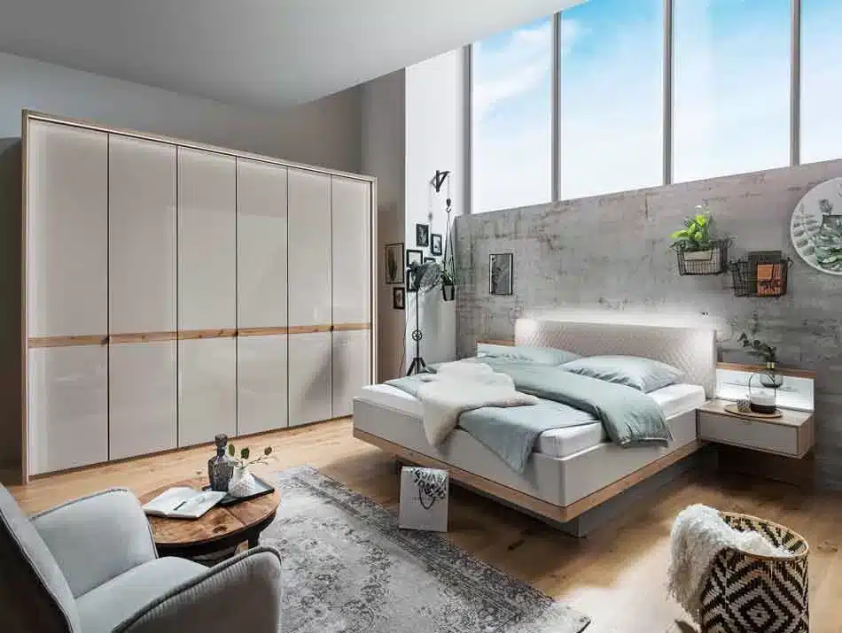 lit-avec-tete-de-lit-rembourree-et-chevets-barcelona RL Mobilier Meuble CELIO
